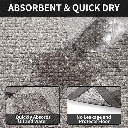 Kitchen Rugs Non Slip Washable, Super Absorbent Kitchen Mats for Floor, Rubber Backing Jute-Like Braid Kitchen Sink Mat Runner Rug Standing Mat, Easy to Clean, Gray 17"x47"