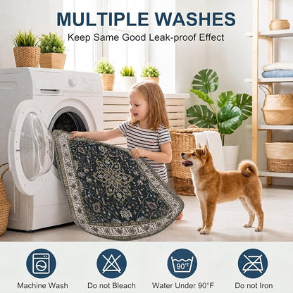 Washable Pee Pads for Dogs,Great Urine Absorbent Reusable Puppy Training Pads,Waterproof,Leak-Proof & Non-Slip Potty Pads for Whelping,Crate,Playpen,Bed.(Black Floral,24"x36")