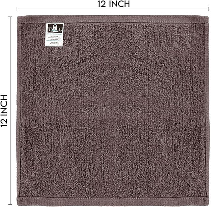 Towel and Linen Mart 100% Cotton - 24 Pack Wash Cloth Set -Grey Color Flannel Face Cloths, Highly Absorbent and Soft Feel Fingertip Towels (Grey, Pack of 24)