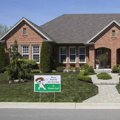 Mr. Pen- No Pooping Dog Signs for Yard, Clean Up After Your Dog Signs with H-Stake Stand, Waterproof