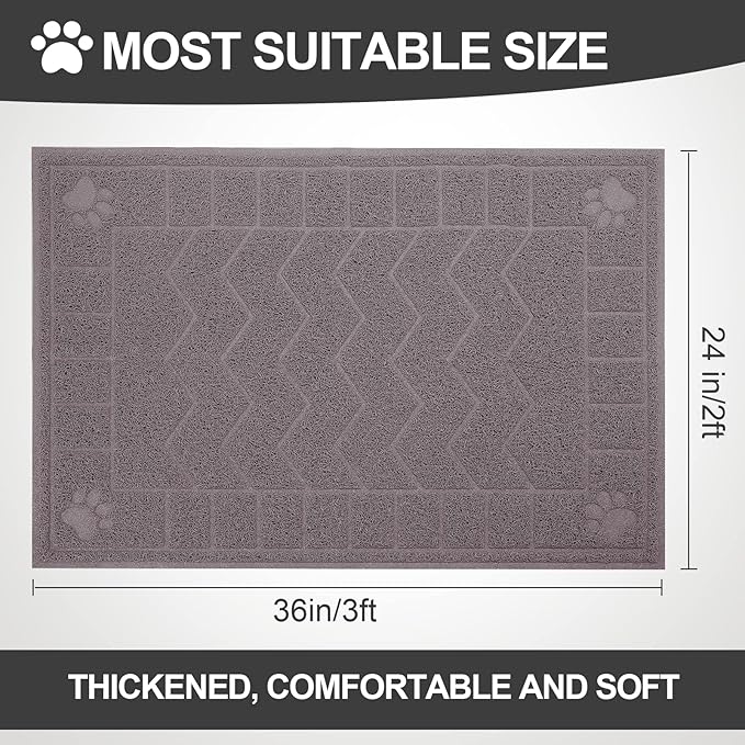 Cat Litter Mat, Litter Trapping Mat Soft on Kitty Paws, 35" x 24" Kitten Litter Box Mat for Cleaner Floors, Waterproof, Easy Clean, Durable Large Size Cat Litter Pad for Kitten.