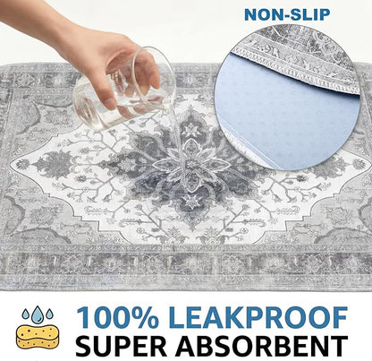 Washable Pee Pads for Dogs,Great Urine Absorbent Reusable Puppy Training Pads,Waterproof,Leak-Proof & Non-Slip Potty Pads for Whelping,Crate,Playpen,Bed.(Gray Floral,36"x36")