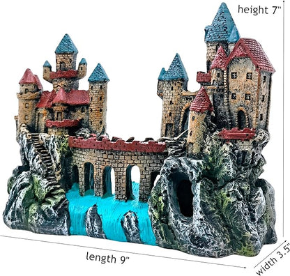 M2cbridge Antique Roman Column Ruins European Castle Aquarium Decorations Fish Tank Hideout Rocks (Large Castle)