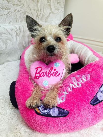 Barbie Plush Car Pet Bed- Themed Plush Pink Pet Bed for Dogs and Cats – Soft and Cozy Pet Bed with Barbie Pillow and Car Design