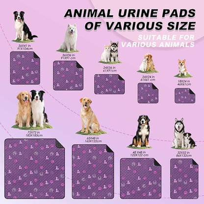 WanpeeGoo Washable Pee Pads for Dogs Mat, 2 Pack Absorbent Reusable Training Dog Pads Pet Puppy Pads, Non-Slip Potty Pads for Whelping, Playpen, Crate, Bed, Purple 32"x52"