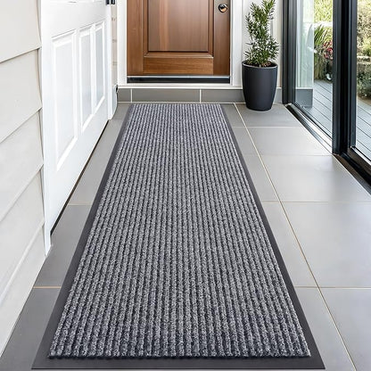 OLANLY Front Door Mat Indoor Outdoor Entrance, Waterproof Heavy Duty Doormat, Fade Resistant, Low Profile, Easy Clean Patio Porch Welcome Floor Mats for Entry, 59x20, Grey