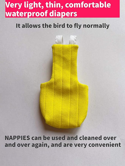 Parrot Bird Diapers, Birds Flight Suit, Parrot Clothes, Pet Animal Costumes, Bird Clothes, Cockatiel Bird Diaper, Pet Bird Diapers, Parrot Flight Suit, Bird Parrot Clothes (Yellow, 2XL)
