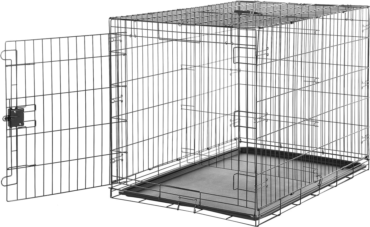 Amazon Basics Durable, Foldable Metal Wire Dog Crate with Tray, Single Door, 42 x 28 x 30 in, Black