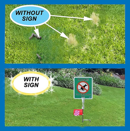No Poop Dog Signs Poop Bag Dispenser | Stop Dogs from Pooping On Your Lawn | Sign Reads: Thanks For Cleaning Up | Protect Property | No Poo | No Pooper Scooper | (Thanks For Cleaning Up)