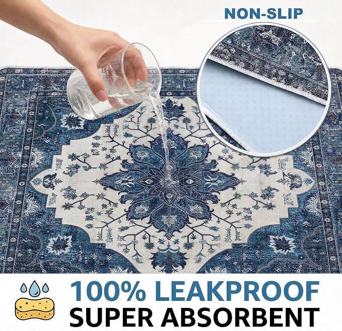 Washable Pee Pads for Dogs,Great Urine Absorbent Reusable Puppy Training Pads,Waterproof,Leak-Proof & Non-Slip Potty Pads for Whelping,Crate,Playpen,Bed.(Dark Navy Floral,31"x36")