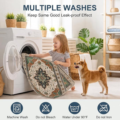 4PACK Washable Guinea Pig Pee Pads,Absorbent Reusable Guinea Pig Cage Liners,Waterproof,Leak-Proof & Non-Slip Potty Pads for Small Animals Rabbit Hamster Rat.(Dark Teal Floral,24"x48")