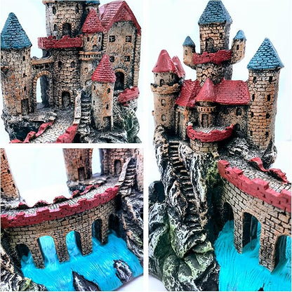 M2cbridge Antique Roman Column Ruins European Castle Aquarium Decorations Fish Tank Hideout Rocks (Large Castle)