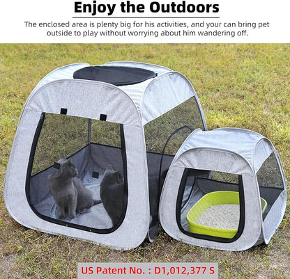 Tenrai Portable Cat Playpen, Trapezoidal Design for Better Standing, Foldable Pet Tent for Indoor and Outdoor Use of Kitten and Puppy, Dog Play Enclosure, Cat Houses & Condos