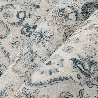Blue Runner Rug 2x6 Washable Vintage Long Carpet Low Pile Traditional Distressed Retro Accent Indoor Hallway Throw Rug Non Slip for Kitchen Laundry Bathroom Dining Room