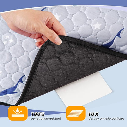 WanpeeGoo Washable Pee Pads for Dogs, 2 Pack Reusable Puppy Pads, Super Absorbent & Leakproof Dog Pads, Anti-Slip Dog Pee Pads for Puppy Training & Incontinence, Dolphin Pattern 32"x52"