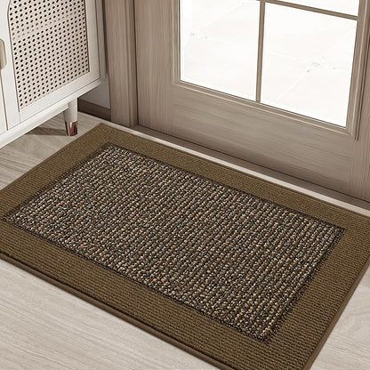 BEQHAUSE Indoor Door Mat 20" x 32", Dirt Trapper Door Mats Non-Slip Entryway Rugs Washable, Resist Dirt Absorbent Welcome Mat, Low Profile Floor Mats for Front Back Door and Entryway, Brown
