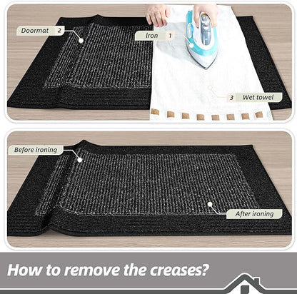 BEQHAUSE Indoor Door Mat 20" x 48", Dirt Trapper Door Mats Non-Slip Entryway Rugs Washable, Resist Dirt Absorbent Welcome Mat, Low Profile Floor Mats for Front Back Door and Entryway, Black