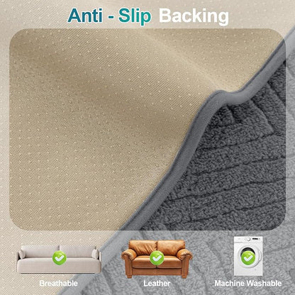 Turquoize Waterproof Couch Cover for Dogs Fuzzy Pet Couch Covers for Sofa Thick Dog Bed Cover Non-Slip Sofa Covers for 2 Cushion Couch Protector Slipcover Pet Friendly (Grey, 36" x 48")