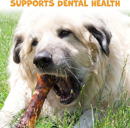 Beef Shin Bones for Dogs - Liver Coated Long Lasting Dog Chews for Aggressive Chewers - Rawhide-Free Big Bones for Large Dogs - Healthy Large Dog Bone (1 Pack)