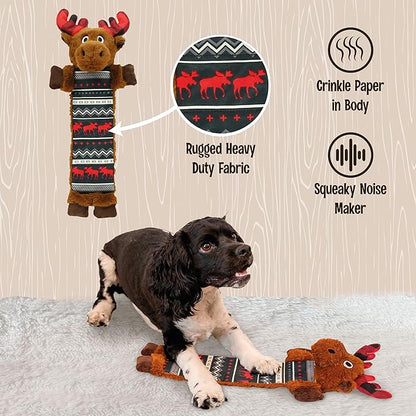 Lazy One Moose Squeaky Dog Toy, Soft Crinkle Toy for Dogs, Durable Fabric for Small, Medium, and Large Breeds