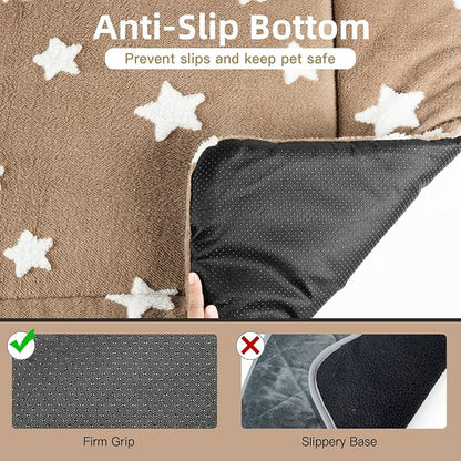Mora Pets Dog Crate Pad Washable Cat Dog Bed for Crate Flat Pet Kennel Mat | Soft Dog Cat Bed Mat, Puppy Crate Pad for Dog Cage Cozy Sleeping Liner, Cute Pet Pillow Cushion Anti Slip Small Brown 24 x 18