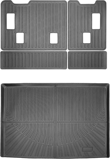 Yakitoko 3D TPE Car Trunk Cargo Liner Mat for 2015-2020 Chevrolet Suburban and GMC Yukon XL 7/8 Seat with Backrest Mat Custom Fit All-Weather Waterproof Floor Protection, Heavy Duty & Odorless