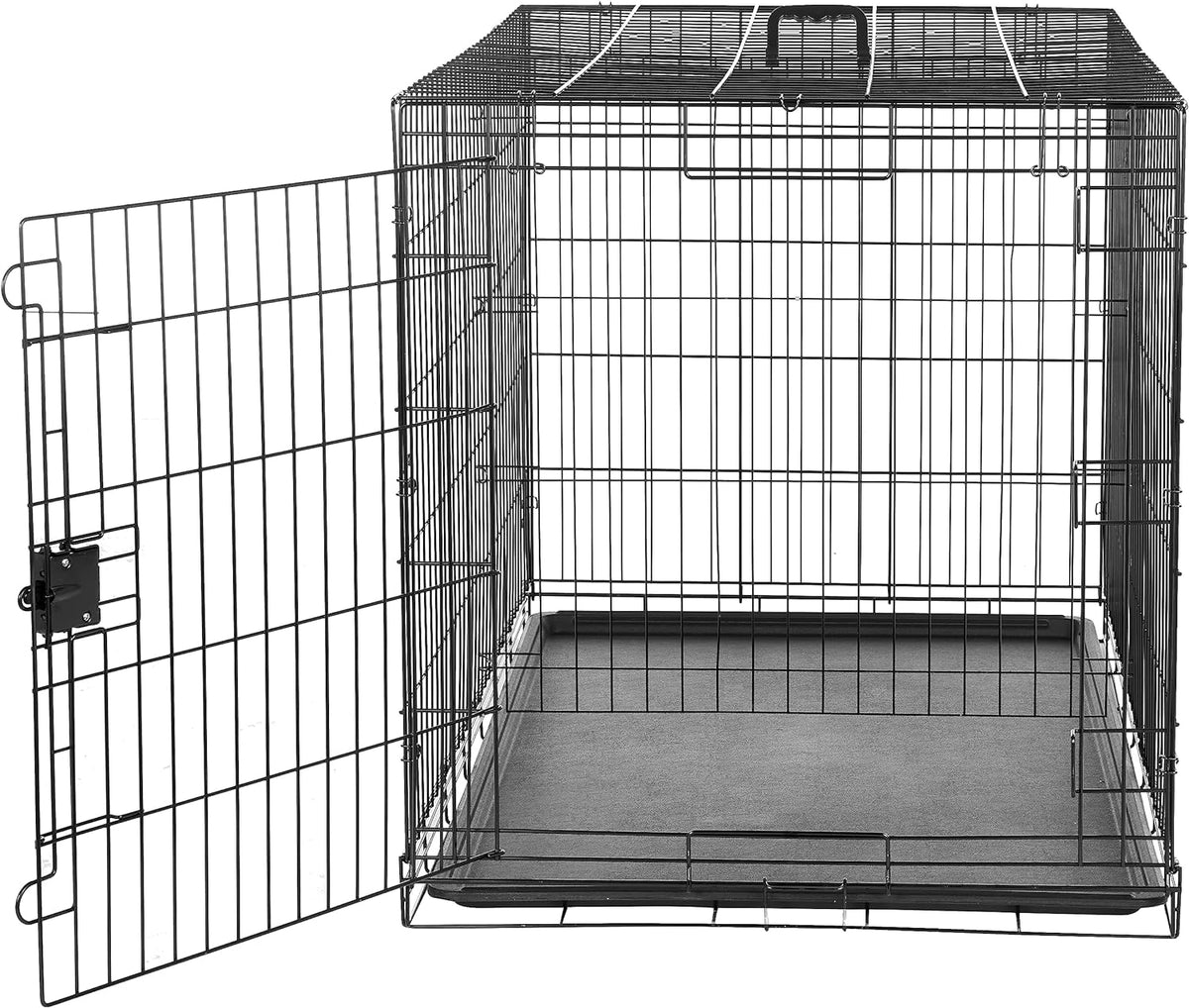 Amazon Basics Durable, Foldable Metal Wire Dog Crate with Tray, Single Door, 48 x 30 x 32.5 in, Black
