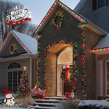 JMEXSUSS 200 LED Red and Green Halloween Lights Outdoor, 66ft Christmas String Lights Indoor Clear Wire Plug in for Bedroom Party Christmas Tree Halloween Decorations
