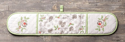 Maison d' Hermine Double Oven Mitt (7" x 35") 100% Cotton Heat Resistant BBQ Cooking Gloves with Loop for Thanksgiving Christmas Decorations Baking Cooking Barbeque Handling Hot Pan (Christmas Dew)