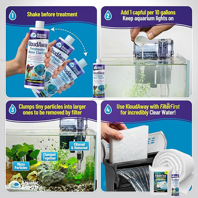 KloudAway Freshwater Aquarium Water Clarifier - Clears Cloudy Water, Water Clarifier for Fish Tank, Made in USA, Aquatic Experts, (500 ml)