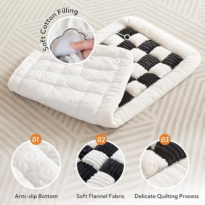 Soulbond Backseat Pet Bed Mat,Dog Bed for Car,Fuzzy Dog Seat Cover for Car Back Seat, Non-Slip Travel Pet Mat, Fit for Backseat Extenders and Seat Covers (White and Black)