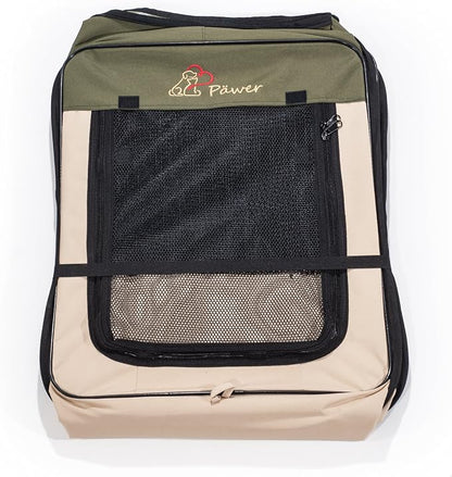 Pawer 36”×18.5” 8-Panel Foldable Pet Playpen, for Small Medium Cat/Dog/Puppy, Olive+Beige, 600D Oxford Cloth Portable Indoor & Outdoor Kennel with Carry Bag, Multiple Sizes & Colors Available