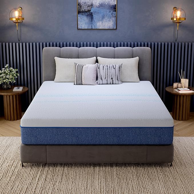 EGOHOME 12 Inch King Mattress, Gel Memory Foam with Charcoal, Fiberglass Free, CertiPUR-US Certified, Temperature-Regulating, Machine Washable Cover, 80" x 76" x 12", Medium