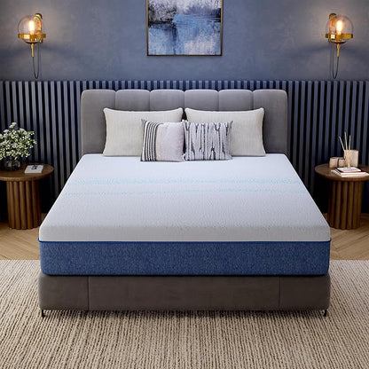 EGOHOME 12 Inch Twin XL Mattress, Gel Memory Foam with Charcoal, Fiberglass Free, CertiPUR-US Certified, Temperature-Regulating, Machine Washable Cover, 80" x 38" x 12", Medium