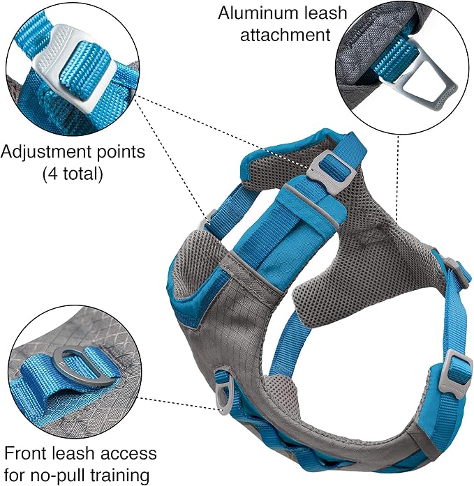 Kurgo Journey Air Dog Harness, Purple, Extra Large | Padded Chest, Ripstop Outer & Breathable Mesh, Back Assist Handle, Rust-Free Aluminum Hardware, Reflective Trim