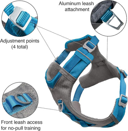 Kurgo Journey Air Dog Harness, Purple, Extra Large | Padded Chest, Ripstop Outer & Breathable Mesh, Back Assist Handle, Rust-Free Aluminum Hardware, Reflective Trim