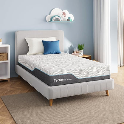 FATHOM Medium Twin XL Mattress 10 Inch Memory Foam Mattress Bed in a Box for Back Pain Relief and Cool Sleep with Gel Foam and Removeable Fiberglass Free Cover, CertiPUR-US Certified