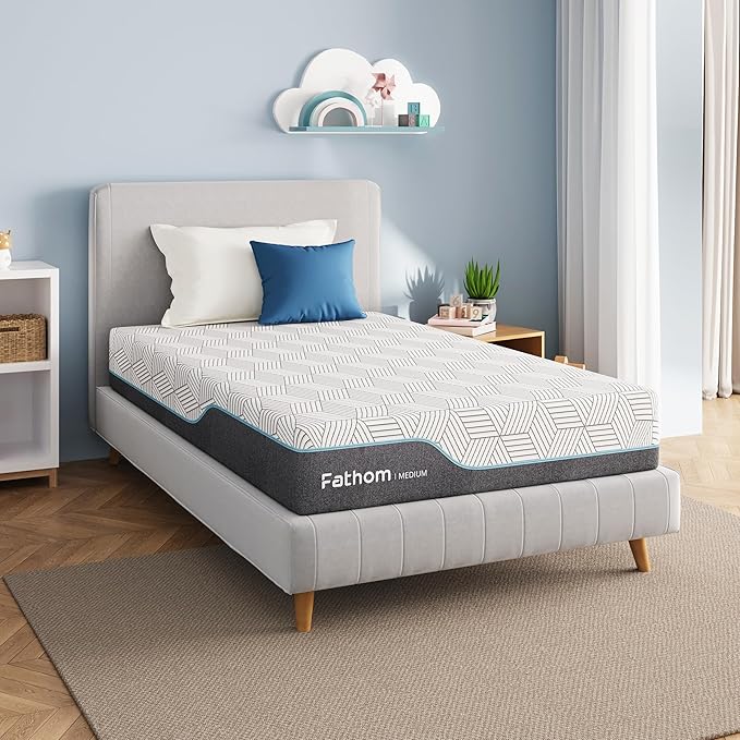 FATHOM Medium Twin XL Mattress 12 Inch Memory Foam Mattress Bed in a Box for Back Pain Relief and Cool Sleep with Gel Foam and Removeable Fiberglass Free Cover, CertiPUR-US Certified