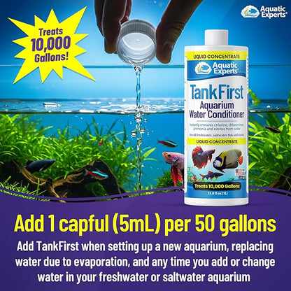 TankFirst Complete Aquarium Water Conditioner - Fish Water Conditioner, Instantly Removes Chlorine, Chloramines, and detoxifies Ammonia from Fish Tank (TankFirst Concentrate, 1 L)