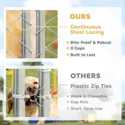 Heavy Duty Outdoor Dog Kennel With Waterproof Roof, 2 Secure Latches, Chain Link Dog Run For Backyard, 20' X 15' X 8',Multiple Packages