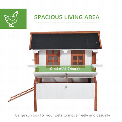 47" Chicken Coop, Wooden Chicken House Raised Rabbit Hutch with Waterproof Roof, Nesting Box and Handles for 3-5 Hens, Poultry Cage Portable Hen Pen for Backyard