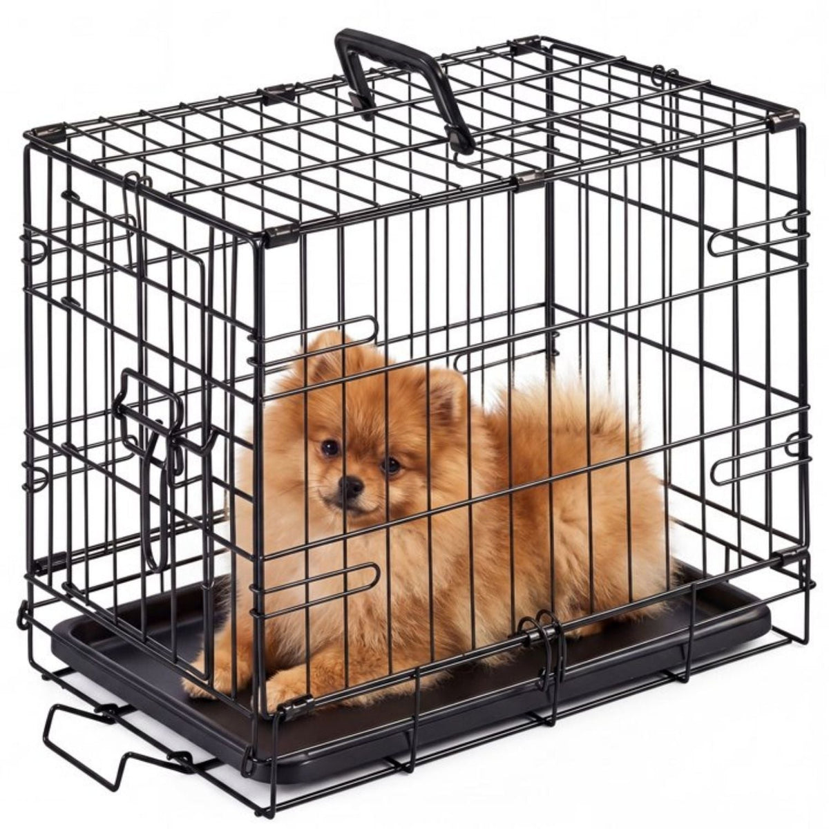 Single Door Dog Cage - Durable Metal Pet Kennel, Secure Lock, Collapsible Design, Removable Tray For Easy Cleaning, Portable Puppy Cage