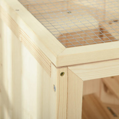 3-Tier Wooden Hamster Cage Mice And Rat Cage Small Animals Hutch With Openable Top, Front Door, Shelf, Natural Wood