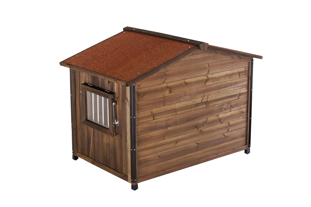 Unique All-Around Iron Frame,Outdoor Large Wooden Cabin House Style Wooden Dog Kennel