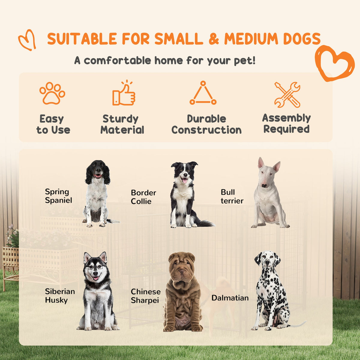 4.6 x 4.6 x 5 Dog Kennel Outdoor with Waterproof Canopy, Large Door