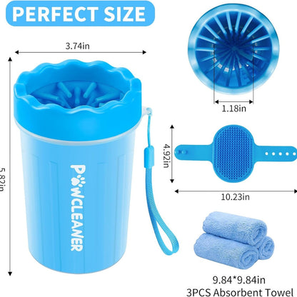 Professional 7 In 1 Dog Paw Cleaner For Dogs & Cats  Includes 1 Portable Paw Washer 1 Bath Brush 2 Dog Toothbrushes And 3 Absorbent Towels Note Fits Paws 1.5 To 2.5 Inches Wide