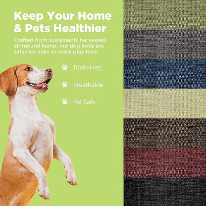 XX-Small - 18 x 12 x 4 - Cranberry Premium Organic Hemp Dog Bed - Organic Latex Fill - Removeable Cover