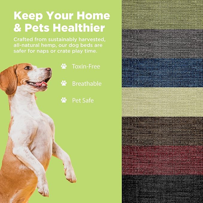 X-Small -24 x 18 x 4 - Black Premium Organic Hemp Dog Bed - Organic Latex Fill - Removeable Cover