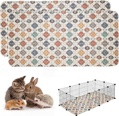 Washable Guinea Pig Pee Pads,Absorbent Reusable Guinea Pig Cage Liners,Waterproof,Leak-Proof & Non-Slip Potty Pads for Small Animals Rabbit Hamster Rat.(Colorful Day,24"x48")
