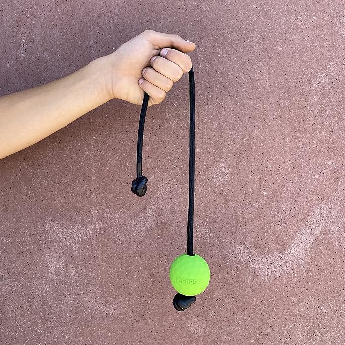 K9 Ops Dog Ball on a Rope Moki Tug Toy - Solid Rubber Fetch Training Reward - Large Dogs Tugs Durable Aggressive Chewers (Envy Green, MD/LG)